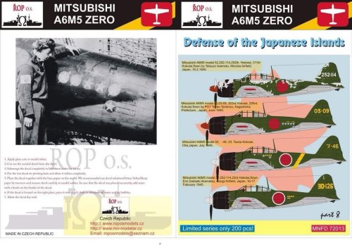 Go to product ROPOS MNFDL72013 - 1:72 Mitsubishi A6M5 Zero Model 52 - Defence of the Japanese Islands
