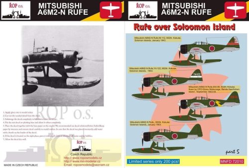 Go to product ROPOS MNFDL72010 - 1:72 Mitsubishi A6M2-N Rufe - Rufe over Solomon Islands