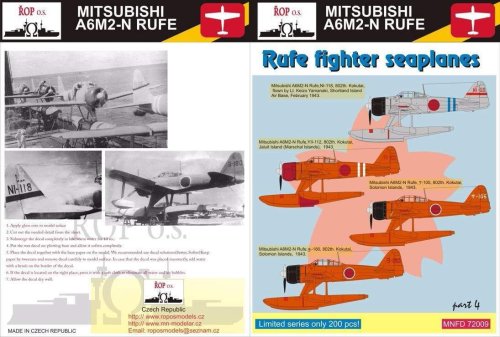 Go to product ROPOS MNFDL72009 - 1:72 Mitsubishi A6M2-N Rufe - Rufe fighter seaplanes
