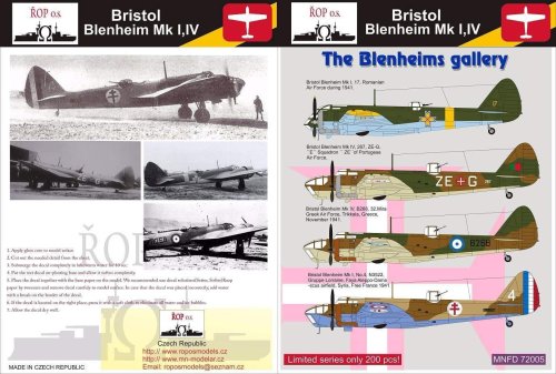 Go to product ROPOS MNFDL72005 - 1:72 Bristol Blenheim MK I,IV - The Blenheims Gallery