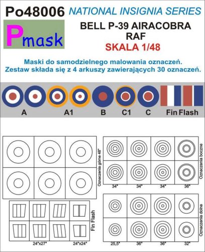 Go to product PMASK Po48006 - 1:48 Bell P-39 Airacobra RAF