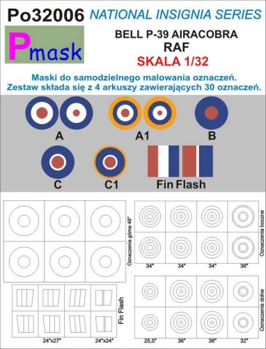 Go to product PMASK Po32006 - 1:32 Bell P-39 Airacobra RAF