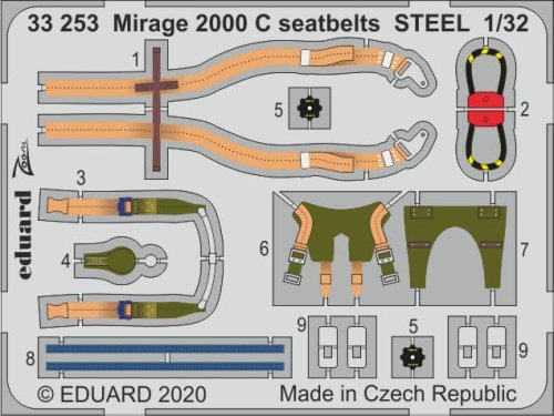 Go to product EDUARD 33253 - 1:32 Mirage 2000 C seatbelts - Steel