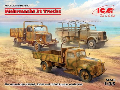 Go to product ICM DS3507 - 1:35 Wehrmacht 3t Trucks V3000S, KHD S3000, L3000S