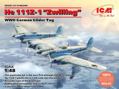 Go to product ICM 48260 - 1:48 Heinkel He 111Z-1 Zwilling WWII German Glider Tug