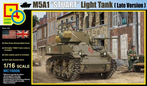 Go to product CLASSY HOBBY 16006 - 1:16 M5A1 Stuart Light Tank (Late Production)