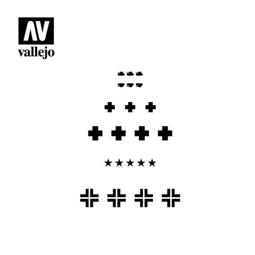 Go to product VALLEJO ST-AFV001 - 1:35 Assorted German WWII Tank Markings stencil