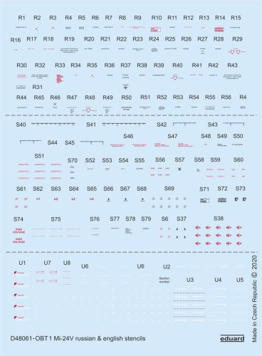 Go to product EDUARD D48061 - 1:48 Mi-24V stencils Russian & English