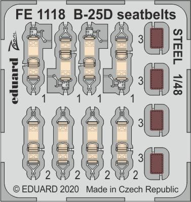 Go to product EDUARD FE1118 - 1:48 B-25D seatbelts - Steel