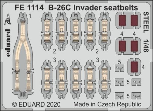 Go to product EDUARD FE1114 - 1:48 B-26C Invader seatbelts - Steel