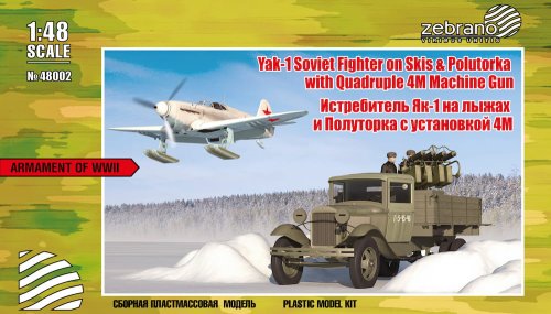 Go to product ZEBRANO 48002 - 1:48 Yak-1 Soviet Fighter on Skis & Polutorka lorry with Quadruple 4M Machine Gun