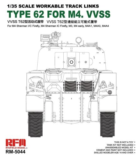Go to product RYE FIELD MODEL 5044 - 1:35 Type 62 Tracks for M4 VVSS Workable Track Links