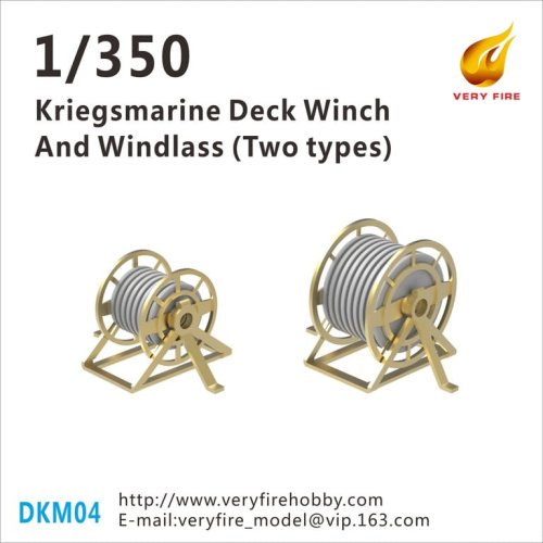 Go to product VERY FIRE DKM04 - 1:350 Kriegsmarine Deck Winch and Windlass 2 Types (22 Sets)