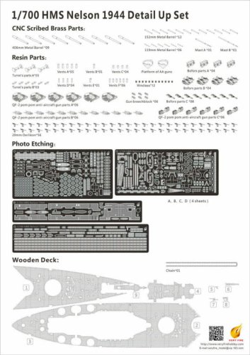 Go to product VERY FIRE VF700004 - 1:700 Battleship HMS Nelson detail up set(for Trumpeter 06717)