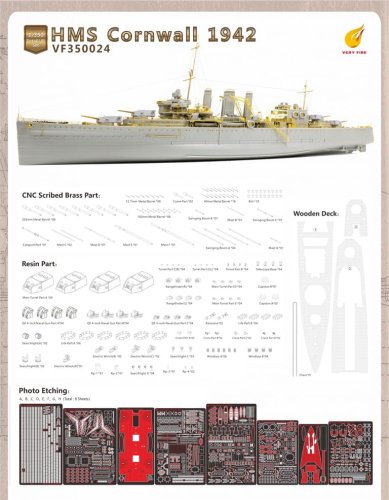 Go to product VERY FIRE VF350024 - 1:350 HMS Cornwall Super Detail Set for Trumpeter kit 05353