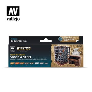 VALLEJO 80256 - Wood & Steel - WizKids Premium Paints Set 8 x 8 ml