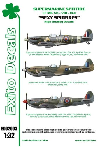 Go to product EXITO DECALS ED32003 - 1:32 Sexy Spitfires - Supermarine Spitfire LF Mk Vb - VIII - IXe