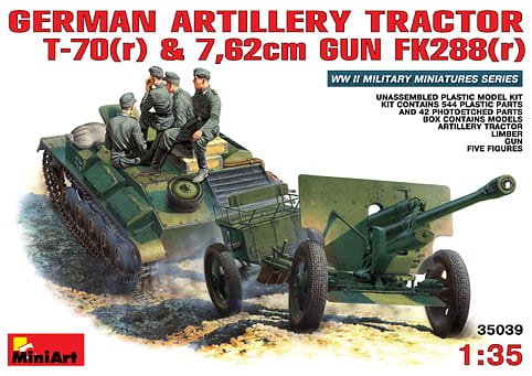 Go to product MINIART 35039 - 1:35 German Artillery Tractor T-70 (r) & Gun w/Crew