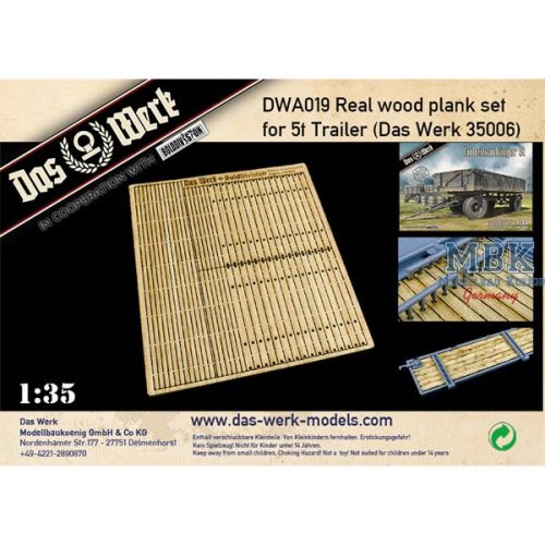 Go to product DAS WERK DWA019 - 1:35 Real wood plank set for 5t Trailer