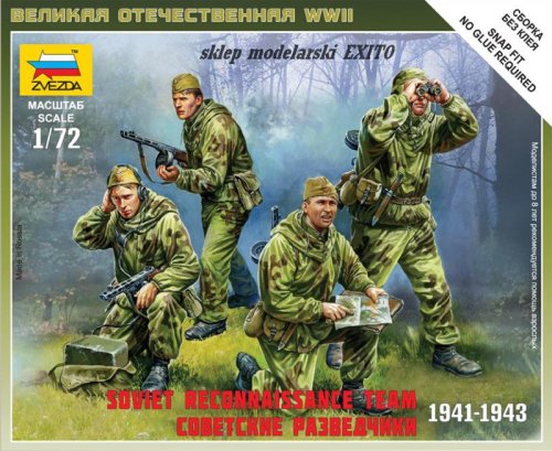 Go to product ZVEZDA 6137 - 1:72 Soviet Recconnaissance Team 1941-1943