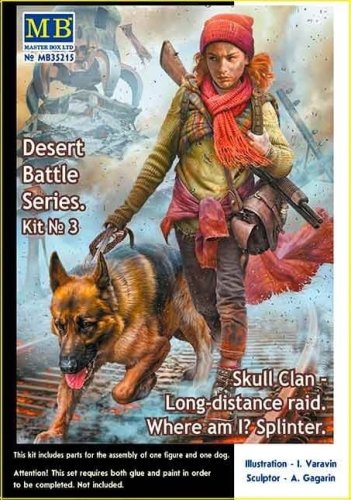 Go to product MASTER BOX 35215 - 1:35 Skull Clan - Long-distance raid. Kit №3. Where am I? Splinter - Pоst-apocalyptic fiction. Desert Battle Series