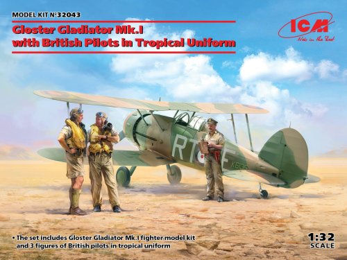 Go to product ICM 32043 - 1:32 Gloster Gladiator Mk.I with British Pilots in Tropical Uniform