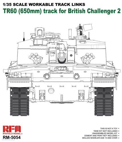 Go to product RYE FIELD MODEL 5054 - 1:35 TR60 (650mm) Track for British Challenger 2 - Workable Track Links