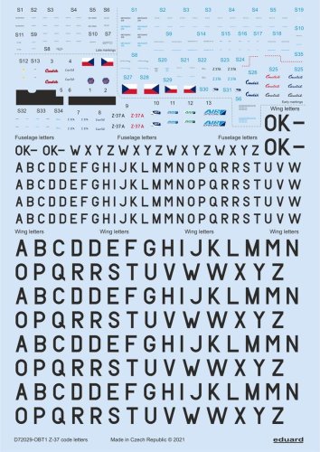 Go to product EDUARD D72029 - 1:72 Z-37 stencils, code letters & labels