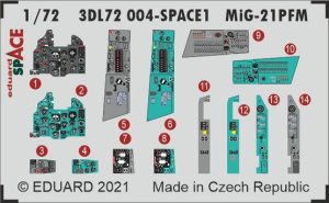 EDUARD 3DL72004 - 1:72 MiG-21PFM - Space 3D Decals + PE