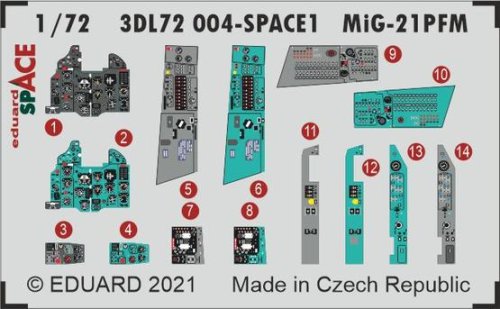 Go to product EDUARD 3DL72004 - 1:72 MiG-21PFM - Space 3D Decals + PE