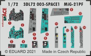 EDUARD 3DL72003 - 1:72 MiG-21PF - Space 3D Decals + PE