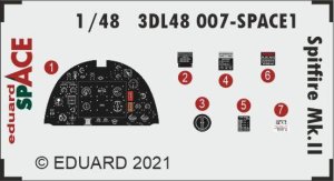 EDUARD 3DL48007 - 1:48 Spitfire Mk.II - Space 3D Decals + PE