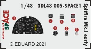 EDUARD 3DL48005 - 1:48 Spitfire Mk.I early - Space 3D Decals + PE