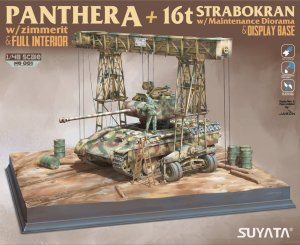 SUYATA NO-001 - 1:48 Panther A w/ Zimmerit & Full Interior + 16t Strabokran w\ Maintenance Diorama & Display Base