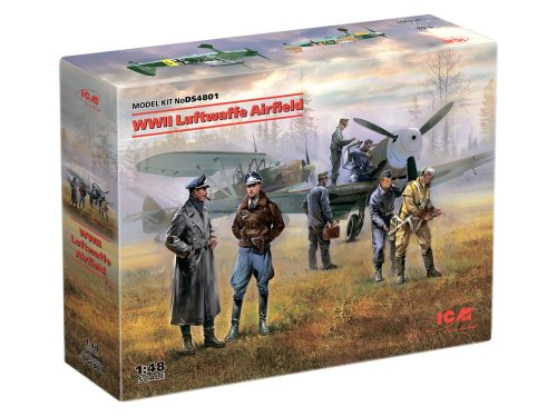 Go to product ICM DS4801 - 1:48 WWII Luftwaffe Airfield - Bf 109F-4, Hs 126B w/ 7 figures