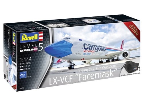 Go to product REVELL 03836 - 1:144 Boeing 747-8F Cargolux LX-VCF Facemask