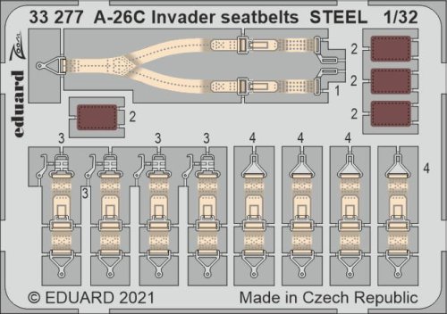 Go to product EDUARD 33277 - 1:32 A-26C Invader seatbelts - Steel