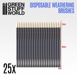 GREEN STUFF 2420 - Disposable weathering brushes. 25pcs.
