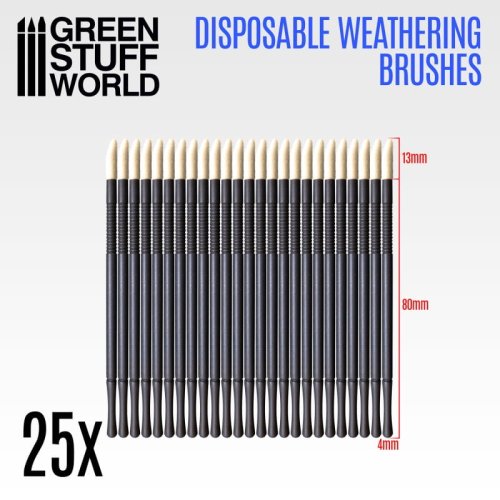 Go to product GREEN STUFF 2420 - Disposable weathering brushes. 25pcs.