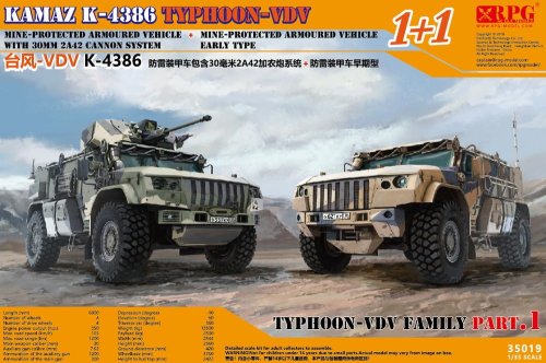 Go to product RPG MODEL 35019 - 1:35 Kamaz K-4386 Typhoon-VDV Family - VDV K-4386 with 30 mm 2A42 cannon system + VDV K-4386 Early Type (2 kits in the box)