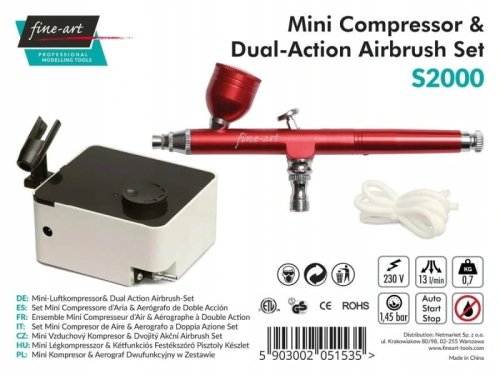 Go to product FINE-ART FA-S2000 - Painting set - airbrush and mini compressor.