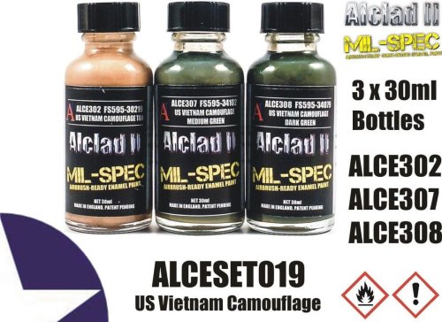 Go to product ALCLAD E Set-019 - Zestaw farb US Vietnam Camo Set