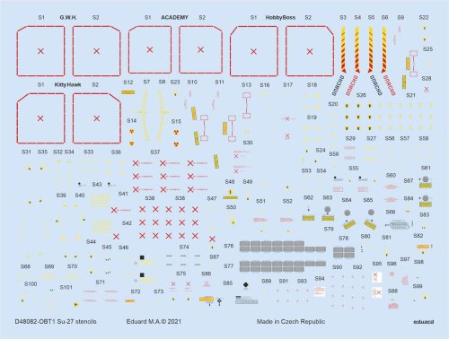 Go to product EDUARD D48082 - 1:48 Su-27 stencils