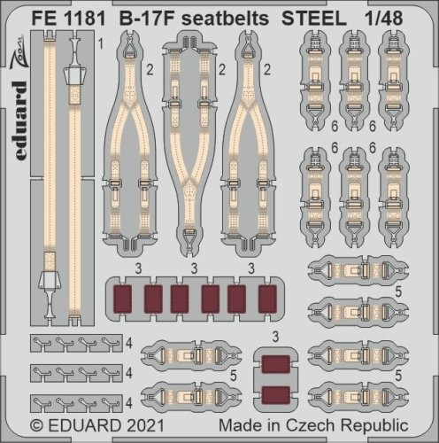 Go to product EDUARD FE1181 - 1:48 B-17F seatbelts - Steel