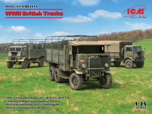 Go to product ICM DS3511 - 1:35 WWII British Trucks - W.O.T. 6, W.O.T. 8, Leyland Retriever General Service