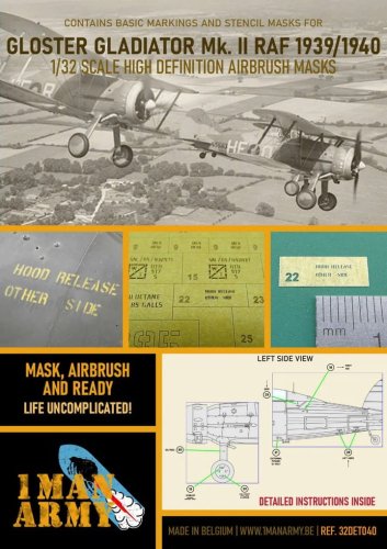 Go to product 1 MAN ARMY 32DET040 - 1:32 Gloster Gladiator Mk.II RAF 1939/1940