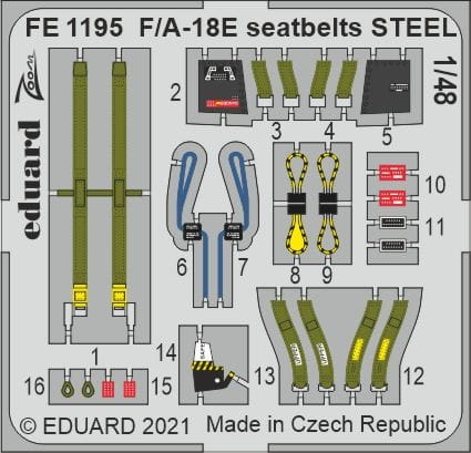 Go to product EDUARD FE1195 - 1:48 F/A-18E seatbelts - Steel