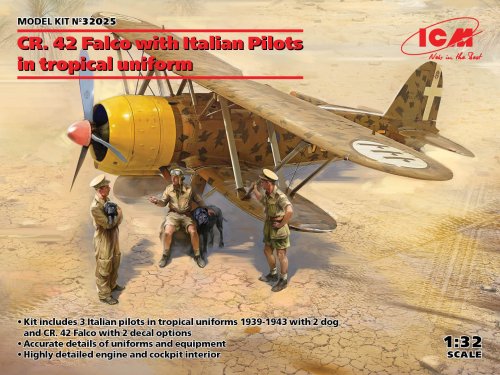 Go to product ICM 32025 - 1:32 CR. 42 Falco with Italian Pilots in tropical uniform