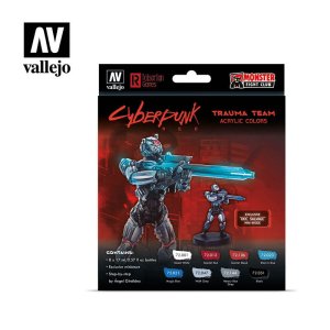 VALLEJO 72310 - Cyberpunk Red Trauma Team 8 x 17ml Paint Set with figure