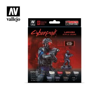 VALLEJO 72308 - Cyberpunk Red Lawmen 8 x 17ml Paint Set with figure